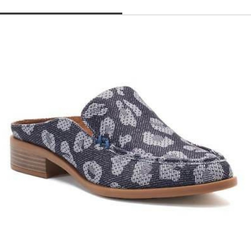 Mules Blue Leopard Denim Look Sonoma Kelly